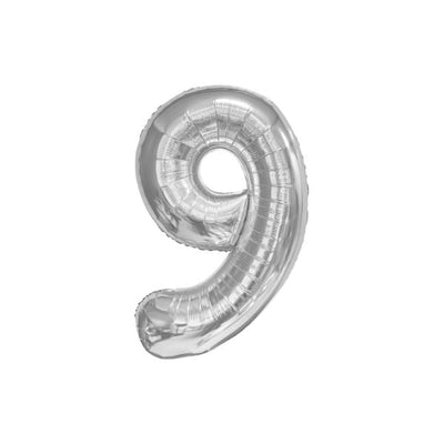 34 Inch Silver Balloon Number 9