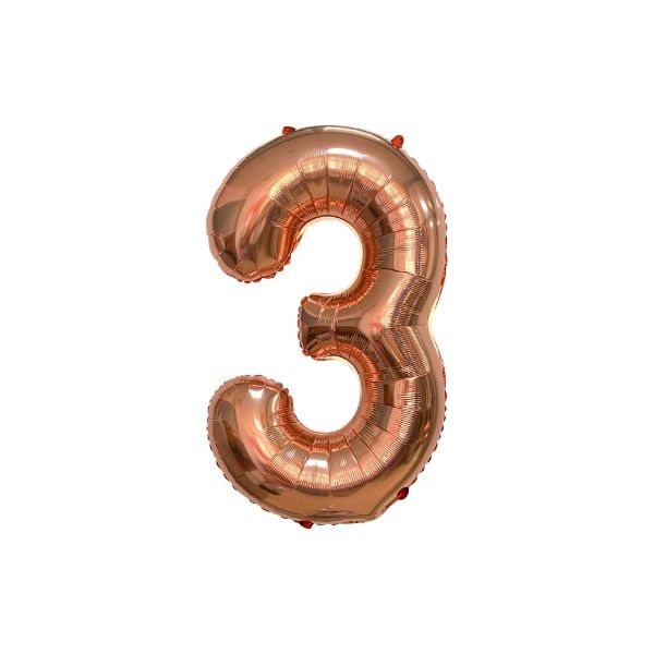 34 Inch Rose Gold Balloon Number 3