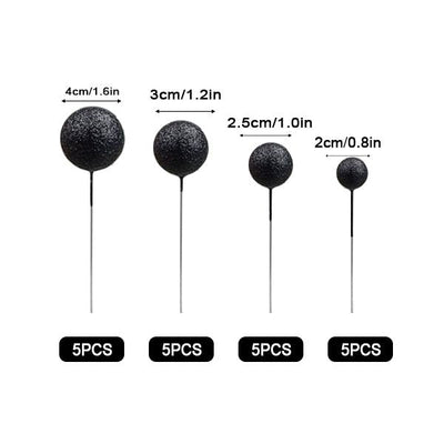 Glitter Black Ball Topper 20pk