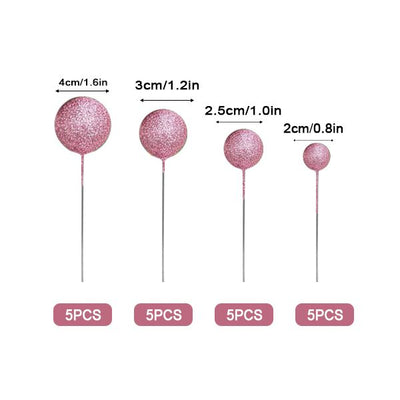 Glitter Hot Pink Ball Topper 20pk