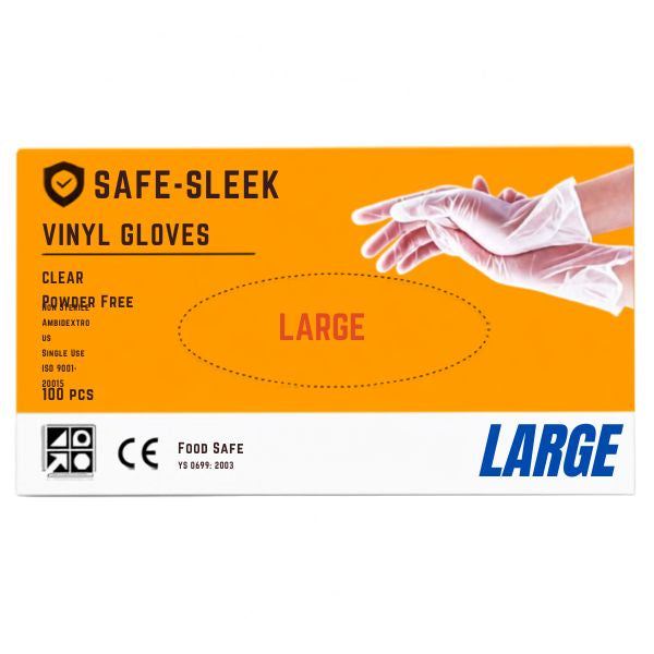 100pk Large Vinyl Gloves Powder & Latex Free