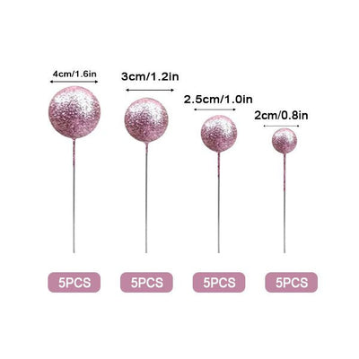 Glitter Pink Ball Topper 20pk