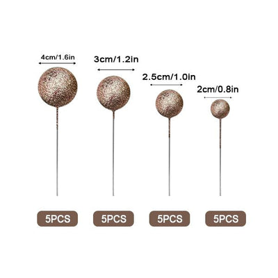Glitter Rose Gold Ball Topper 20pk