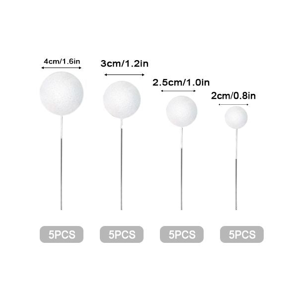 Glitter White Ball Topper 20pk