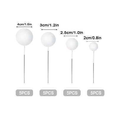 Glitter White Ball Topper 20pk