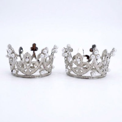 5cm Silver Crown Toppers by Iconic Cake Art