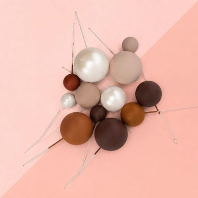 Taupe Mix Ball Toppers (12 Pack) by Iconic Cake Art