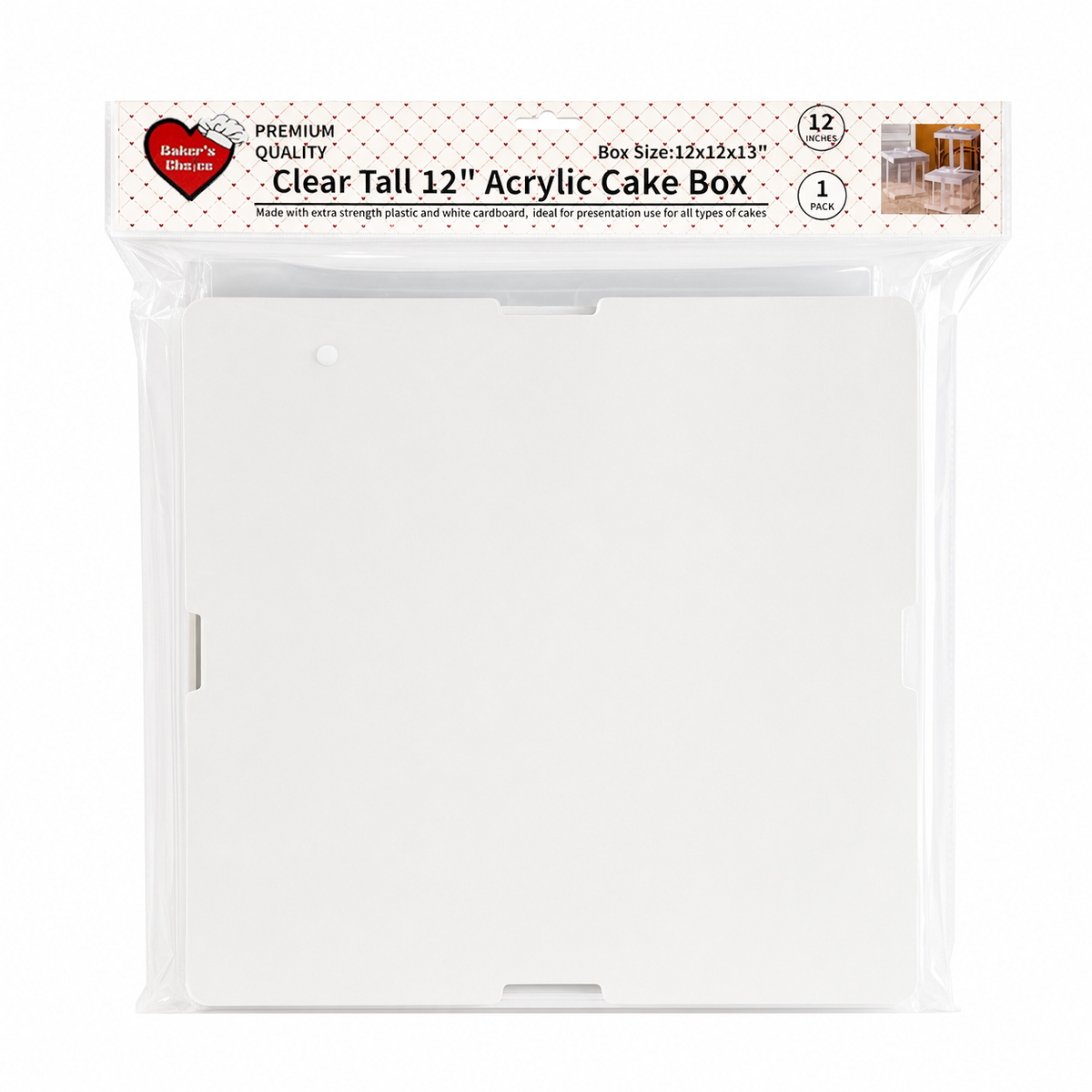 Clear Tall 12in Acrylic Cake Box (12x12x13in)