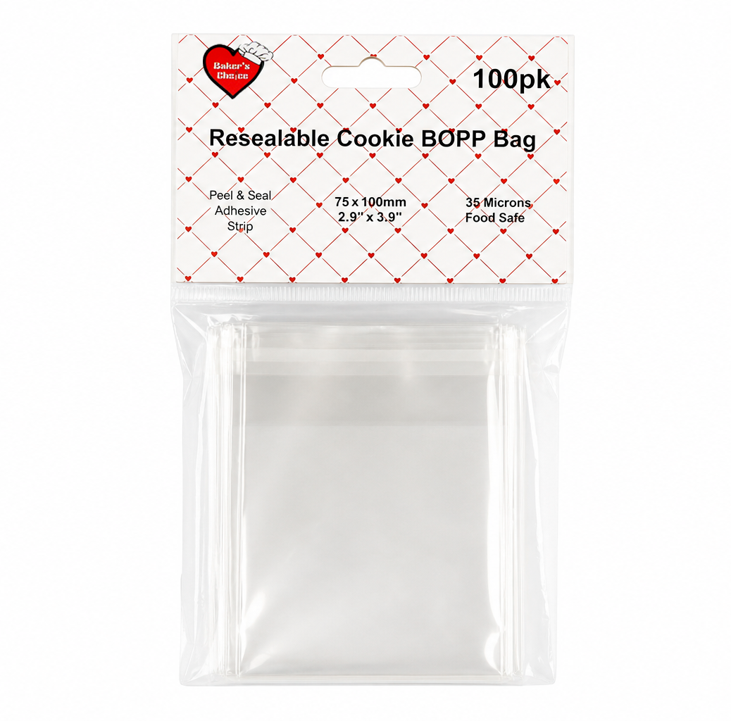 100pk Food Grade BOPP Peel & Seal Cookie Bags 75x100mm 35um