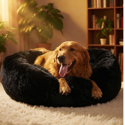 Calming Plush Donut Bed 70x70xx16cm (Black)