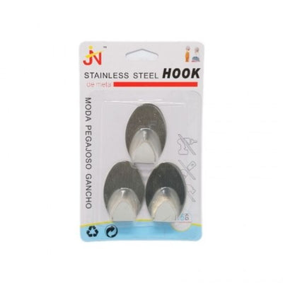 3pk Stainless Steel Adhesive Hooks 5x3.5cm