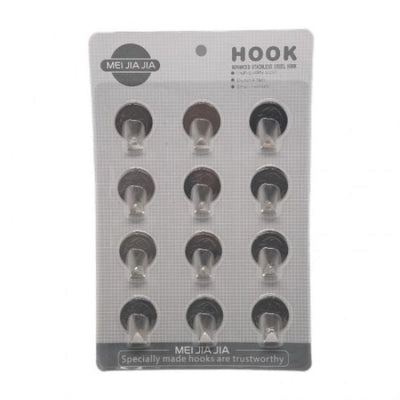 12pk Steel Adhesive Hooks 3.5x4.4cm
