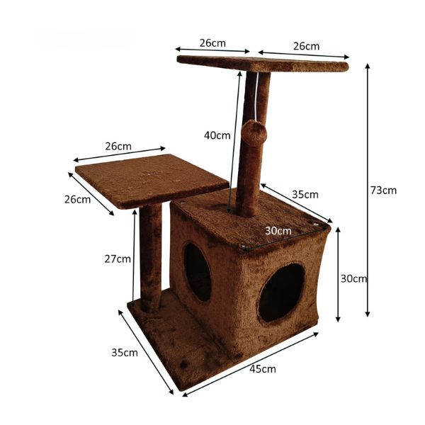 Purrfect 2 Tier Cat Scratching Pole 45x35x73cm (Grey or Brown)