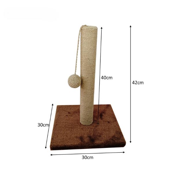 Purrfect 1 Tier Cat Scratching Pole 30x30x42cm (Grey or Brown)