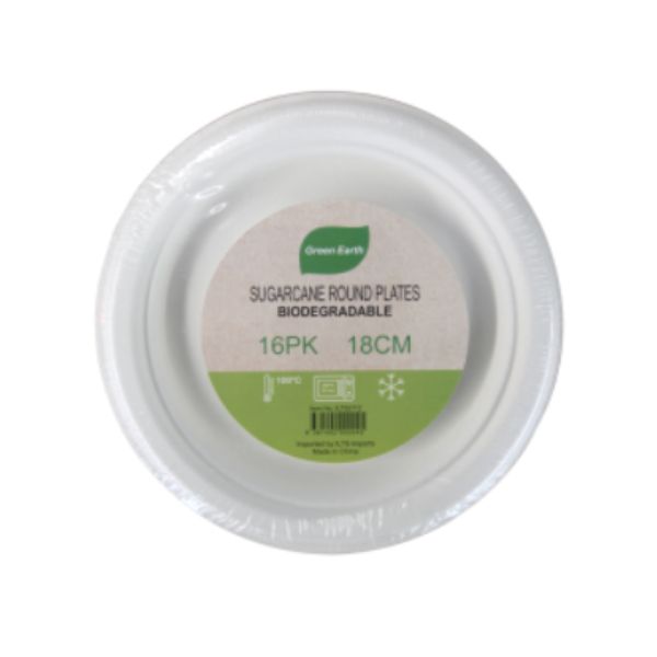 Sugarcane Round Plates 18cm 16pk