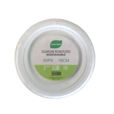Sugarcane Round Plates 18cm 50pk