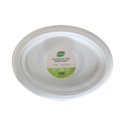 Sugarcane Oval Plates 26x20cm 12pk