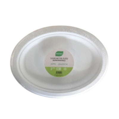 Sugarcane Oval Plates 26x20cm 30pk