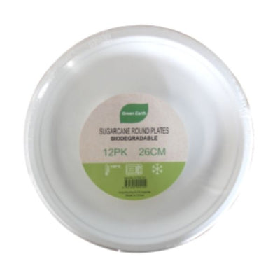 Sugarcane Round Plates 26cm 12pk