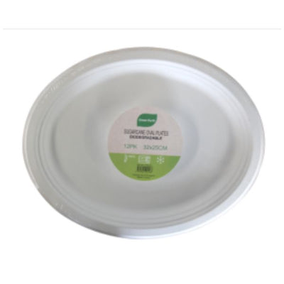 Sugarcane Oval Plates 32x25cm 12pk