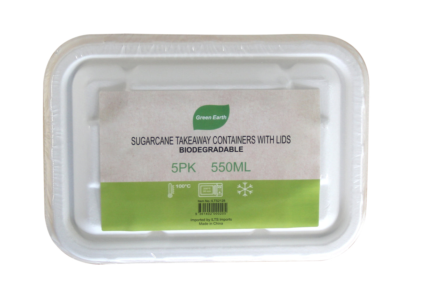 125pk BULK of Sugarcane Takeaway Containers With Lids 550ml