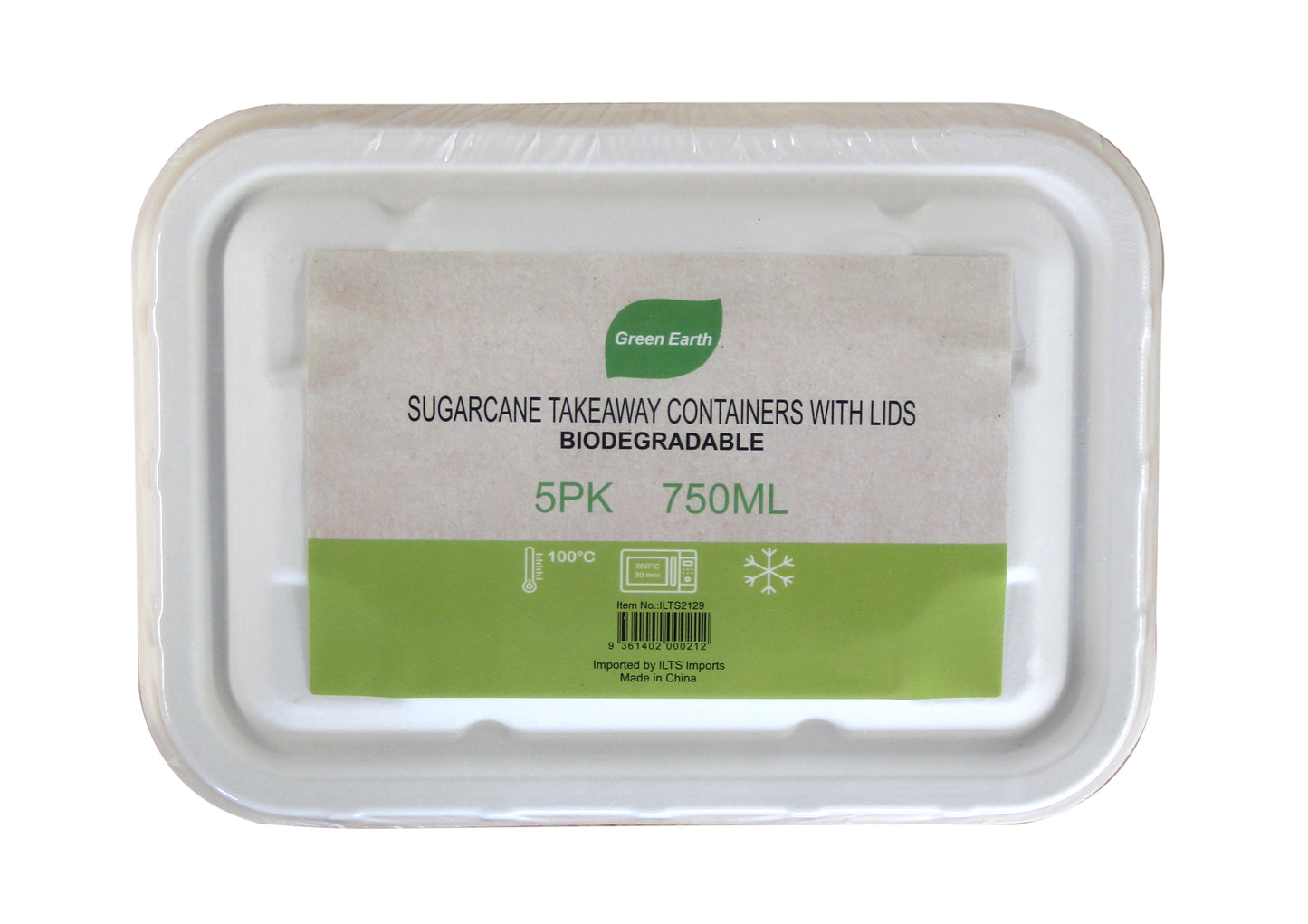 125pk BULK of Sugarcane Takeaway Containers With Lids 750ml
