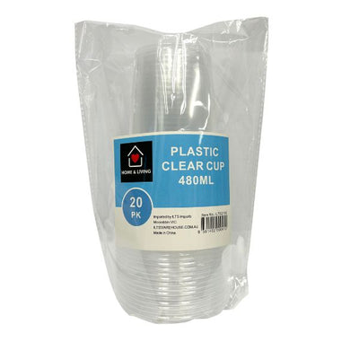 20pk Plastic Clear Cup 480ml