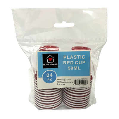 24pk Plastic Red Shot Glass 59ml