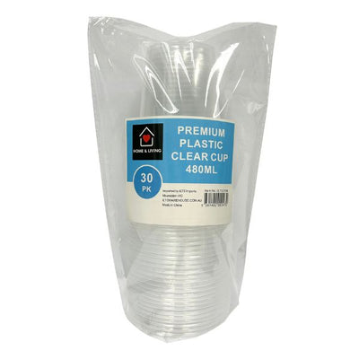 30pk Premium Plastic Clear Cup 480ml