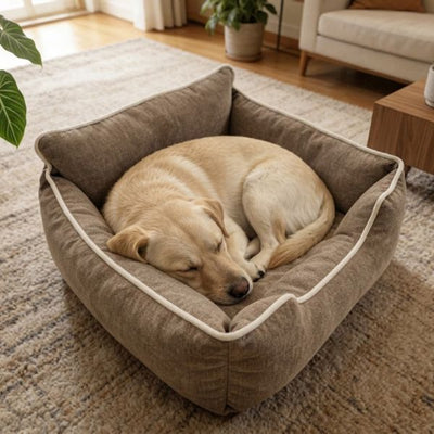 Super Plush Lounge Bed Small Khaki 48x40.5x20cm
