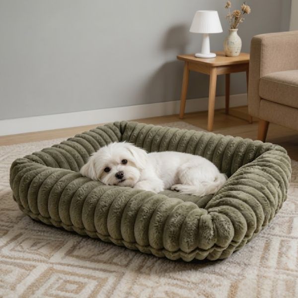 Super Plush Corduroy Lounge Bed Moss Green 53x43x15cm