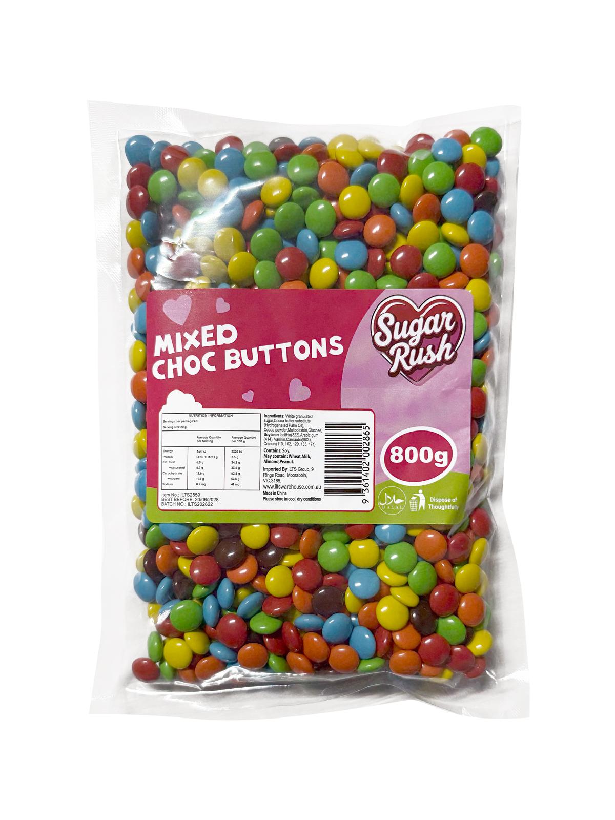 Sugar Rush Mixed Choc Buttons 800g