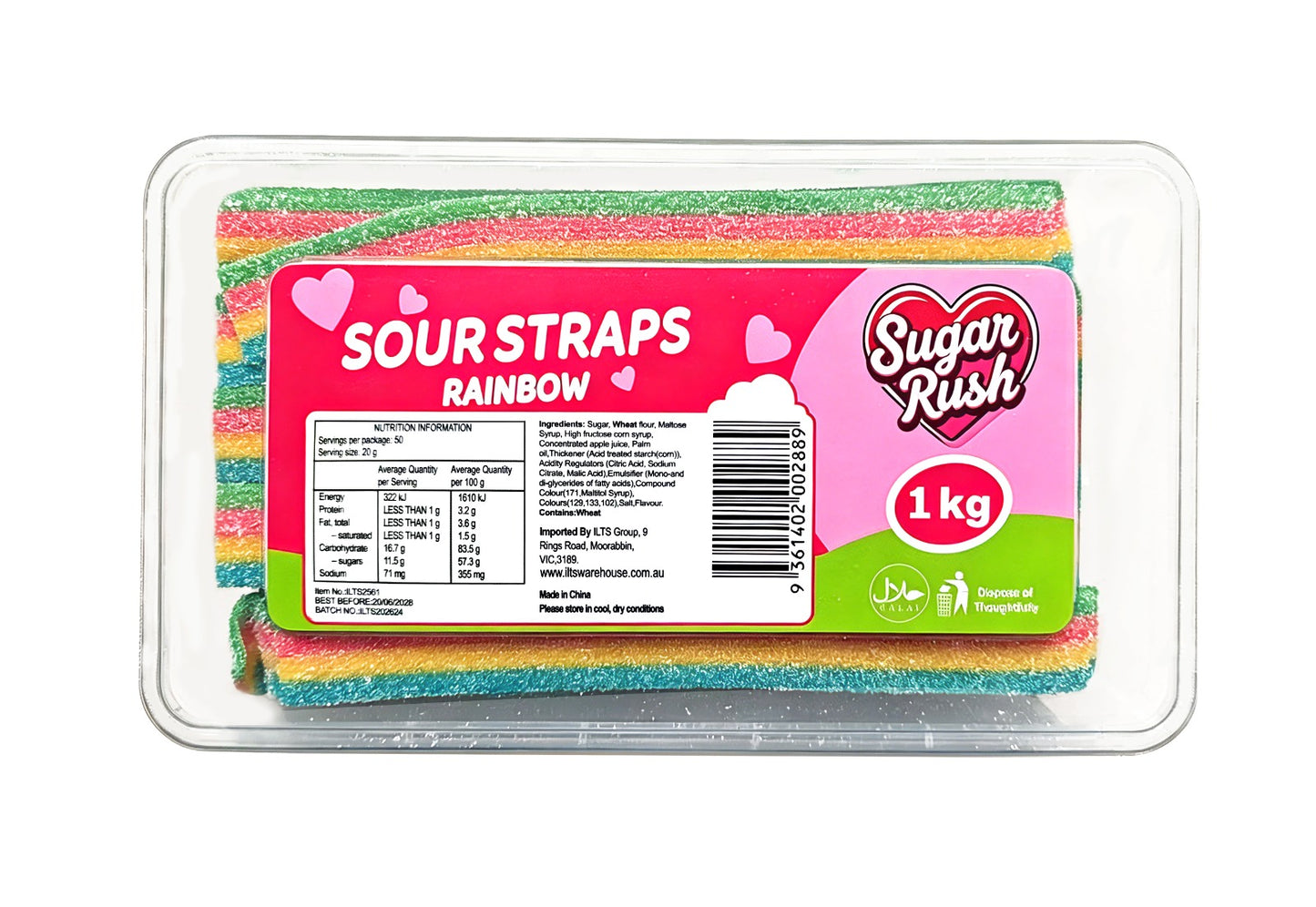 Sugar Rush Sour Straps 1kg