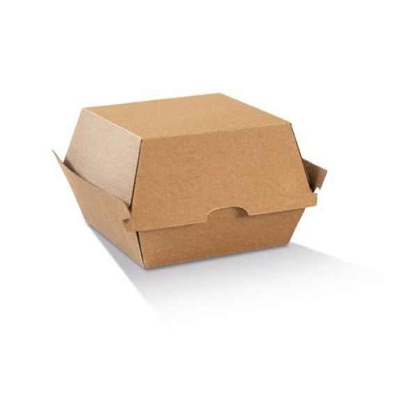 Burger Box High Jumbo Brown Corrugated Plain (11.3x11x10cm)