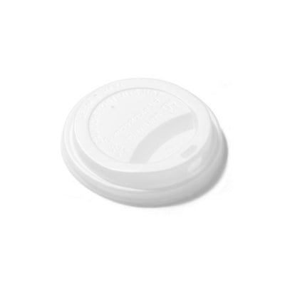 50pk Compostable Lid 8 & 12oz Hot & Cold White (90mm)