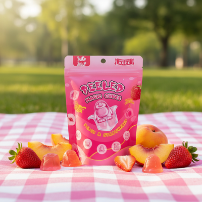 Juicy Jelly Magic Cubes Peach and Strawberry 120g