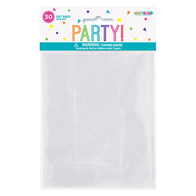 Clear Gift Bags with Ties 30pk