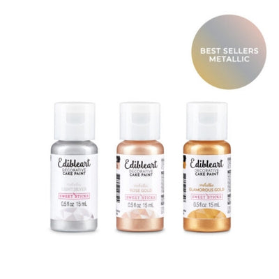 3pk Metallic Edible Decorative Paint by Sweet Sticks 15ml