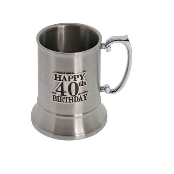 40th Birthday Badge Stainless Steel Beer Mug