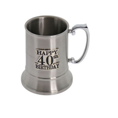 40th Birthday Badge Stainless Steel Beer Mug