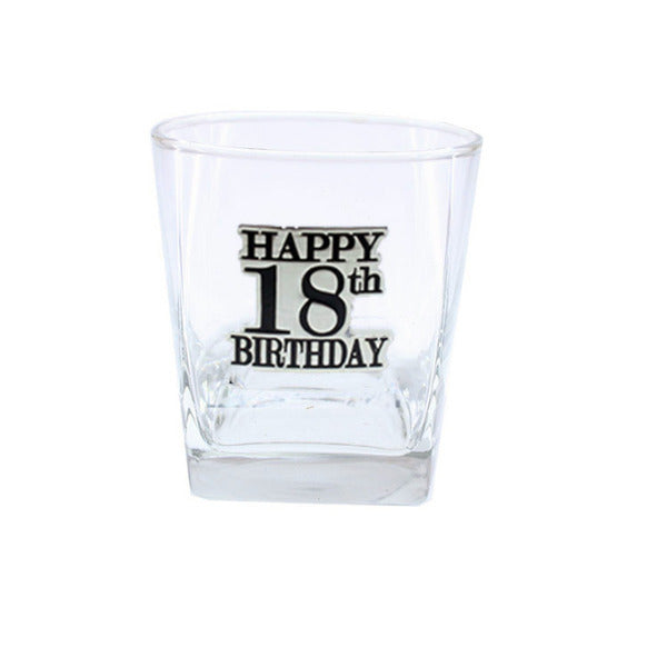 18th Birthday Badge Scotch Glass