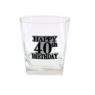 40th Birthday Badge Scotch Glass
