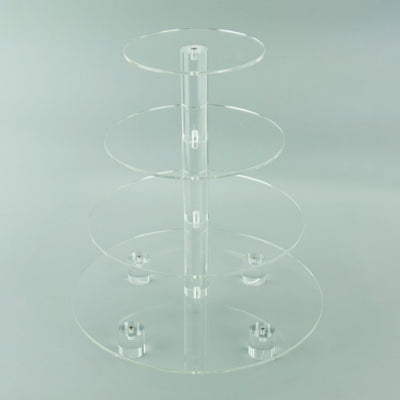 4 Tier Round 4mm Thick Cupcake Stand - Acrylic