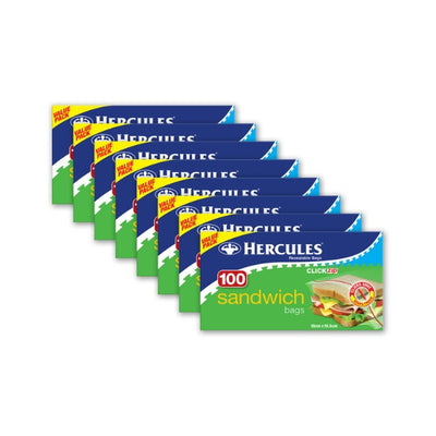 100pk Hercules Clickzip Snack Bags 18x16.5cm