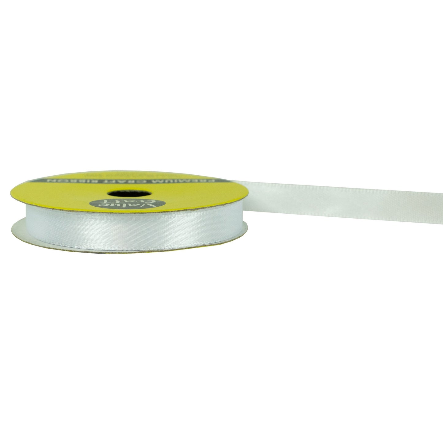 10mm White Polyester Satin Ribbon 10m