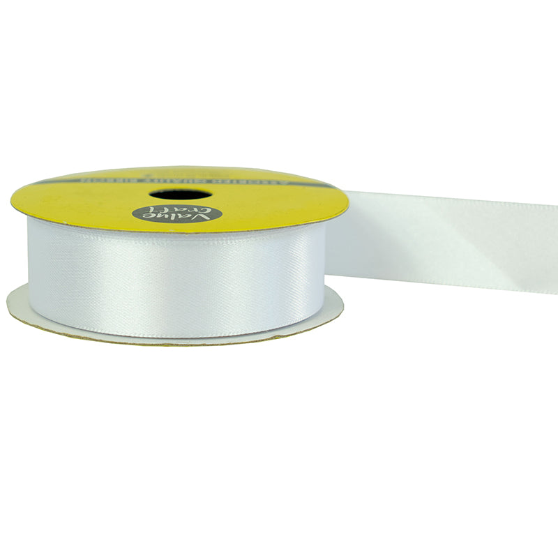 22mm White Polyester Satin Ribbon 3m