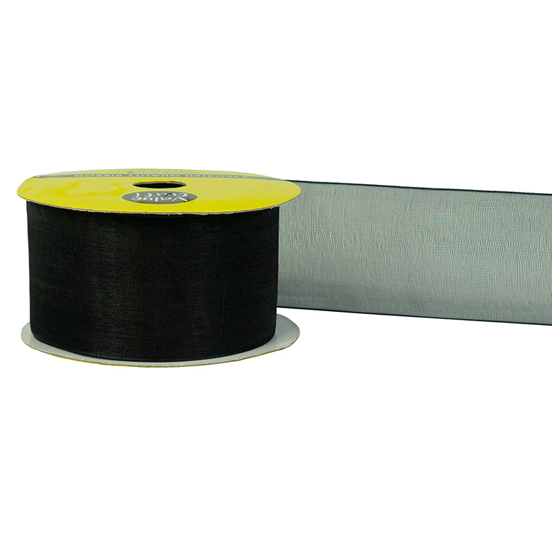 38mm Black Woven Edge Organza Ribbon 4m