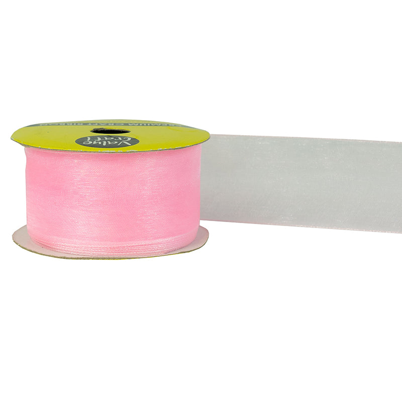 38mm Baby Pink Woven Edge Organza Ribbon 4m