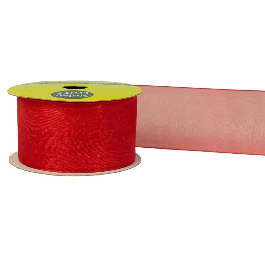 38mm Red Woven Edge Organza Ribbon 4m