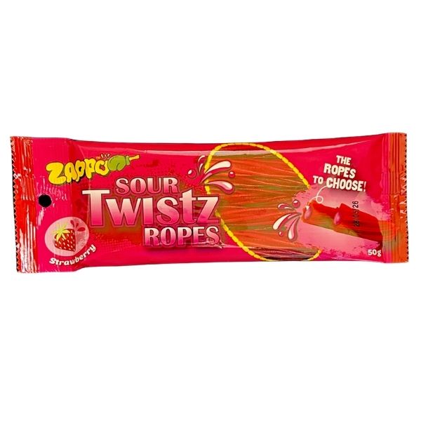 Zappo Sour Strawberry Ropes 50g